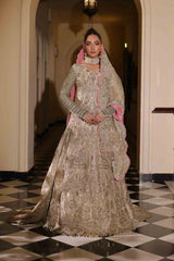 Pakistani Bridal Dress in Pishwas Frock Lehnga Style